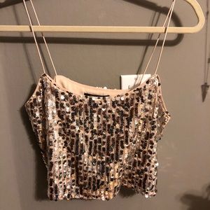 Sequin Cropped Tank Top